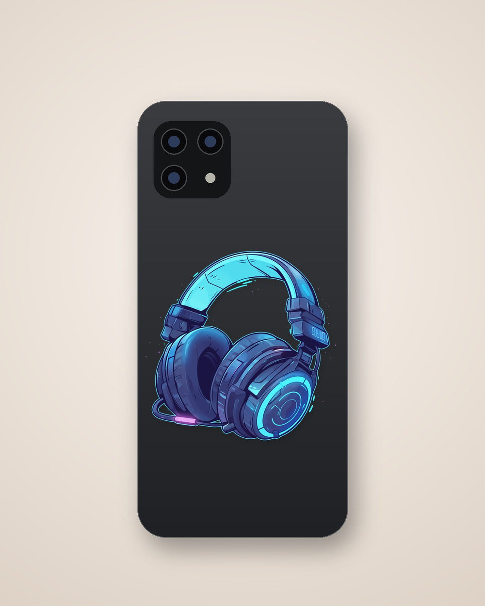 Neon Gaming Headset Futuristic Blue Clipart Sticker