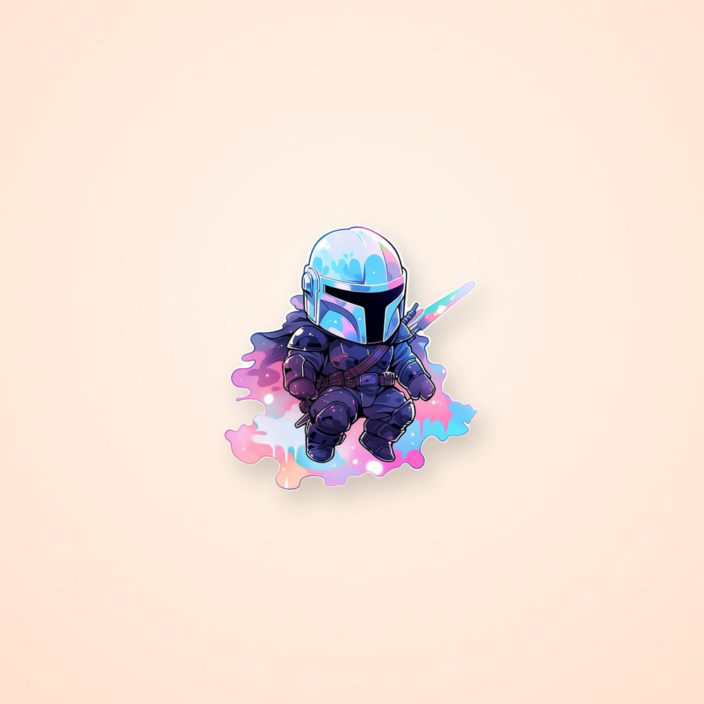 Star Wars Chibi Mandalorian Pastel Sticker