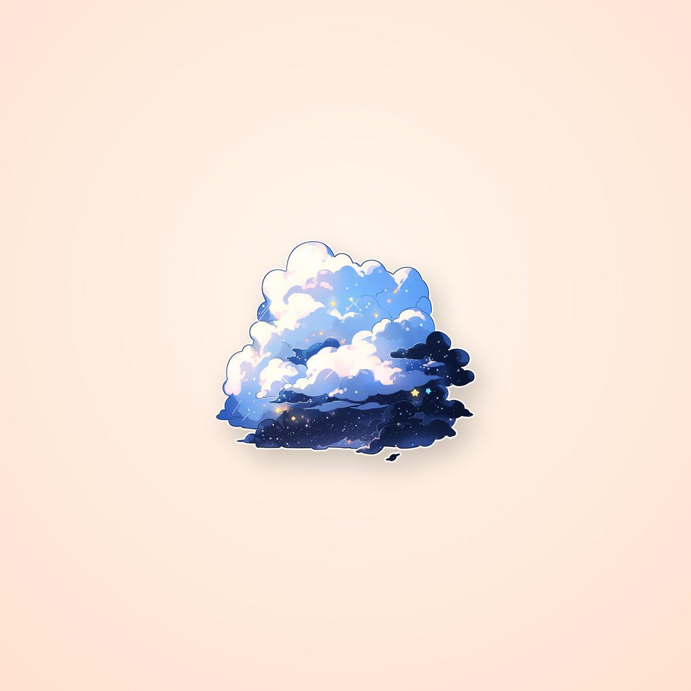 Blue Midnight Clouds Aesthetic Sticker