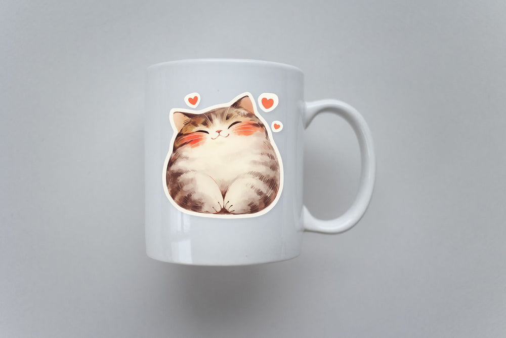 Cute Fat Cat Love Sticker