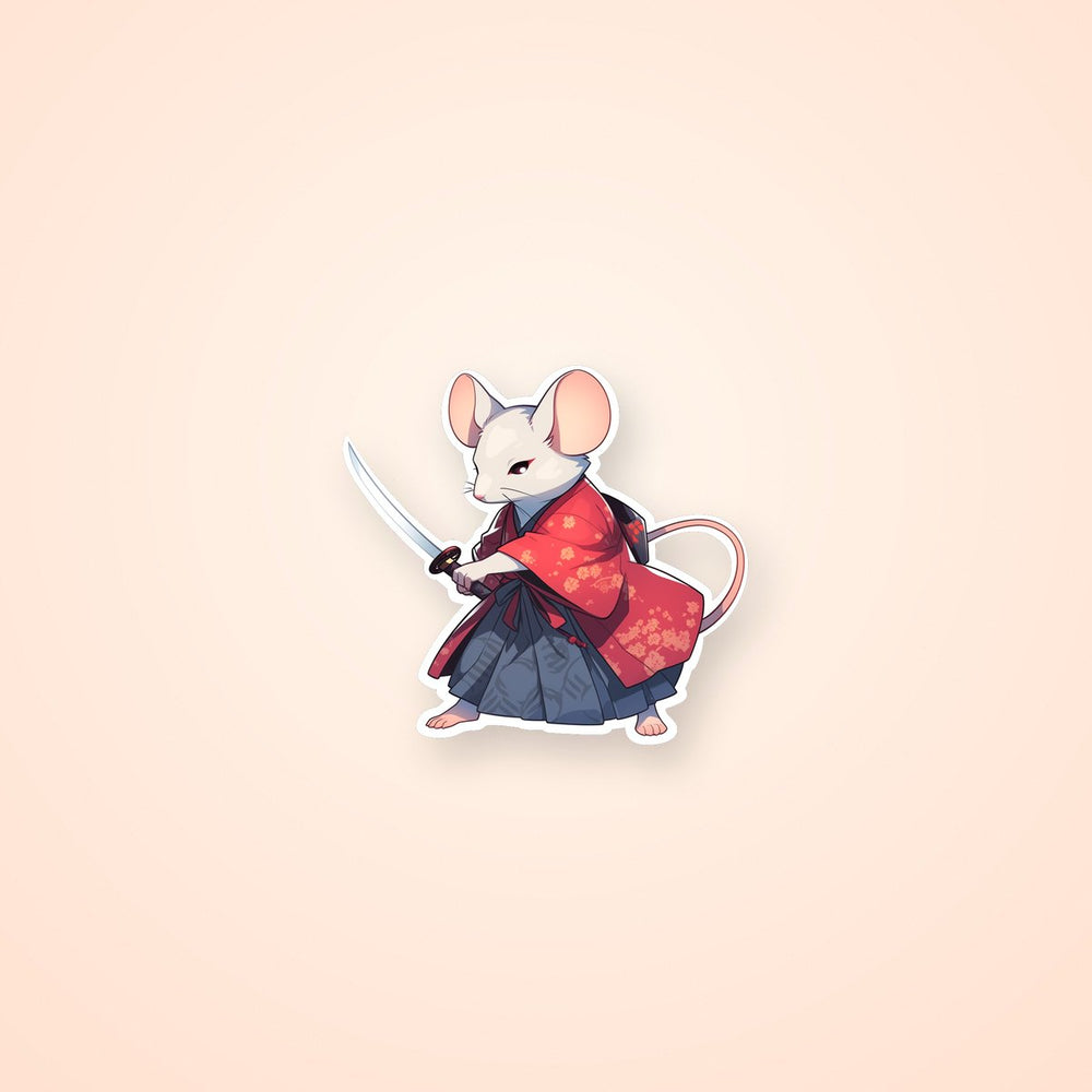 Samurai Mouse with Sword Sticker