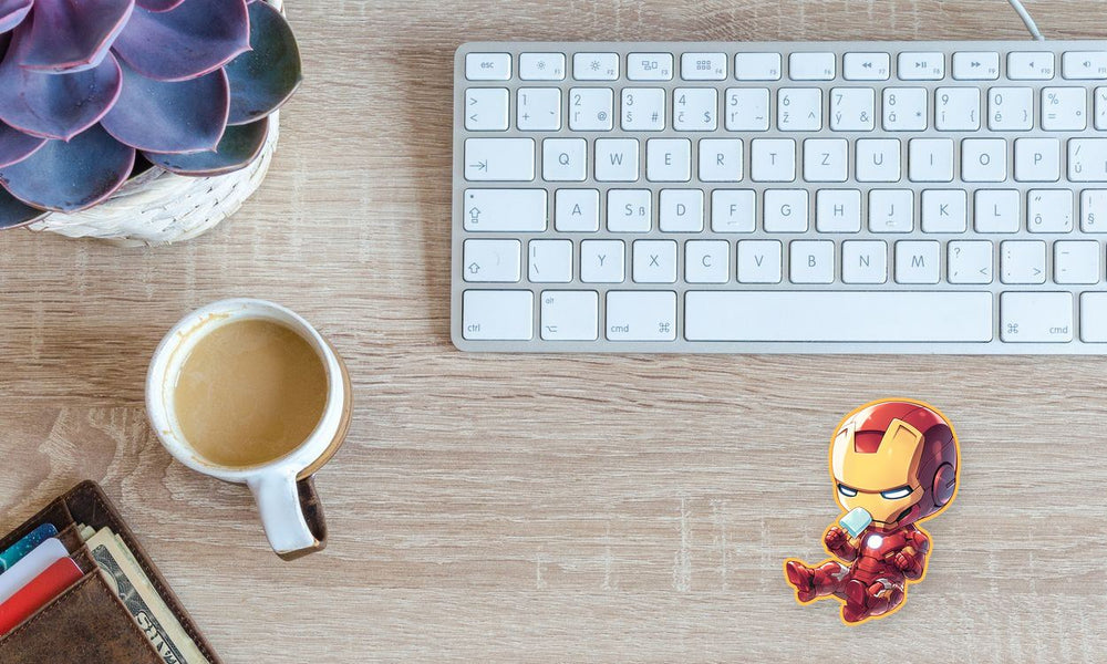 Chibi Iron Man Eating Ice Cream Sticker