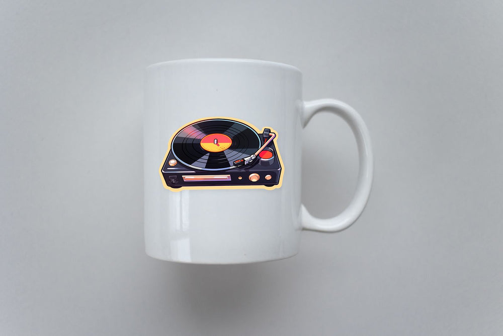 Vinyl Player Beige Stroke Sticker