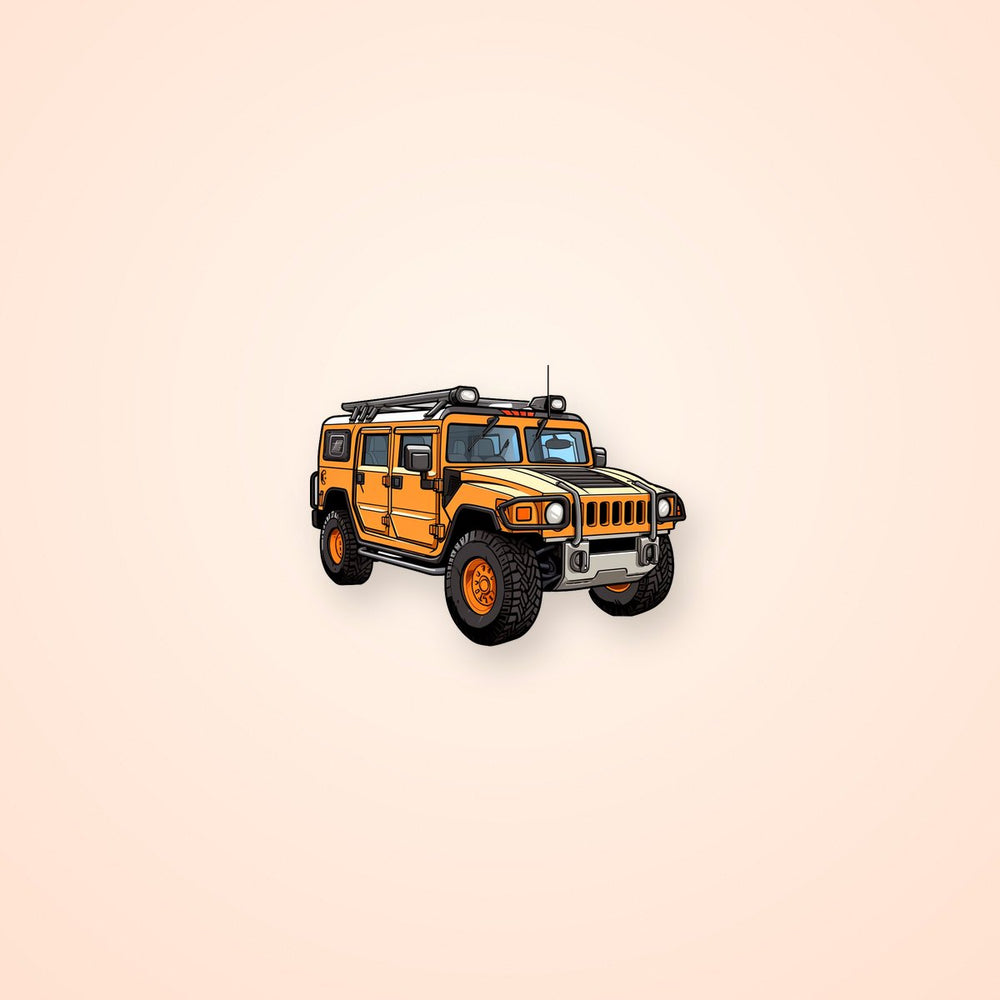 Orange Hummer H1 Cartoon Sticker