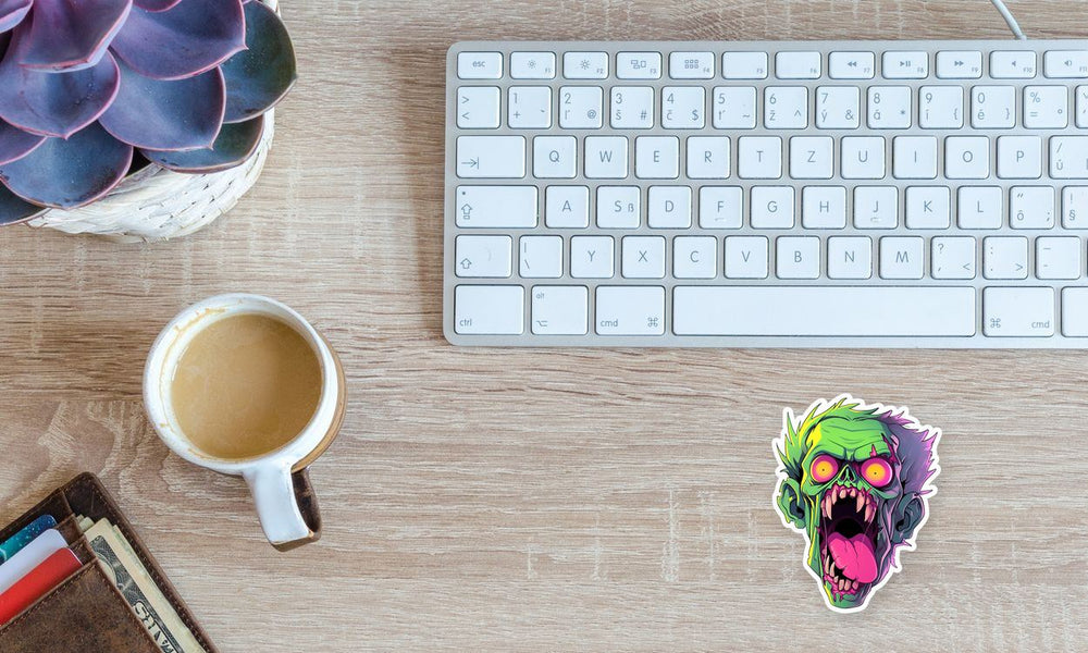 Halloween Green Zombie Head Sticker