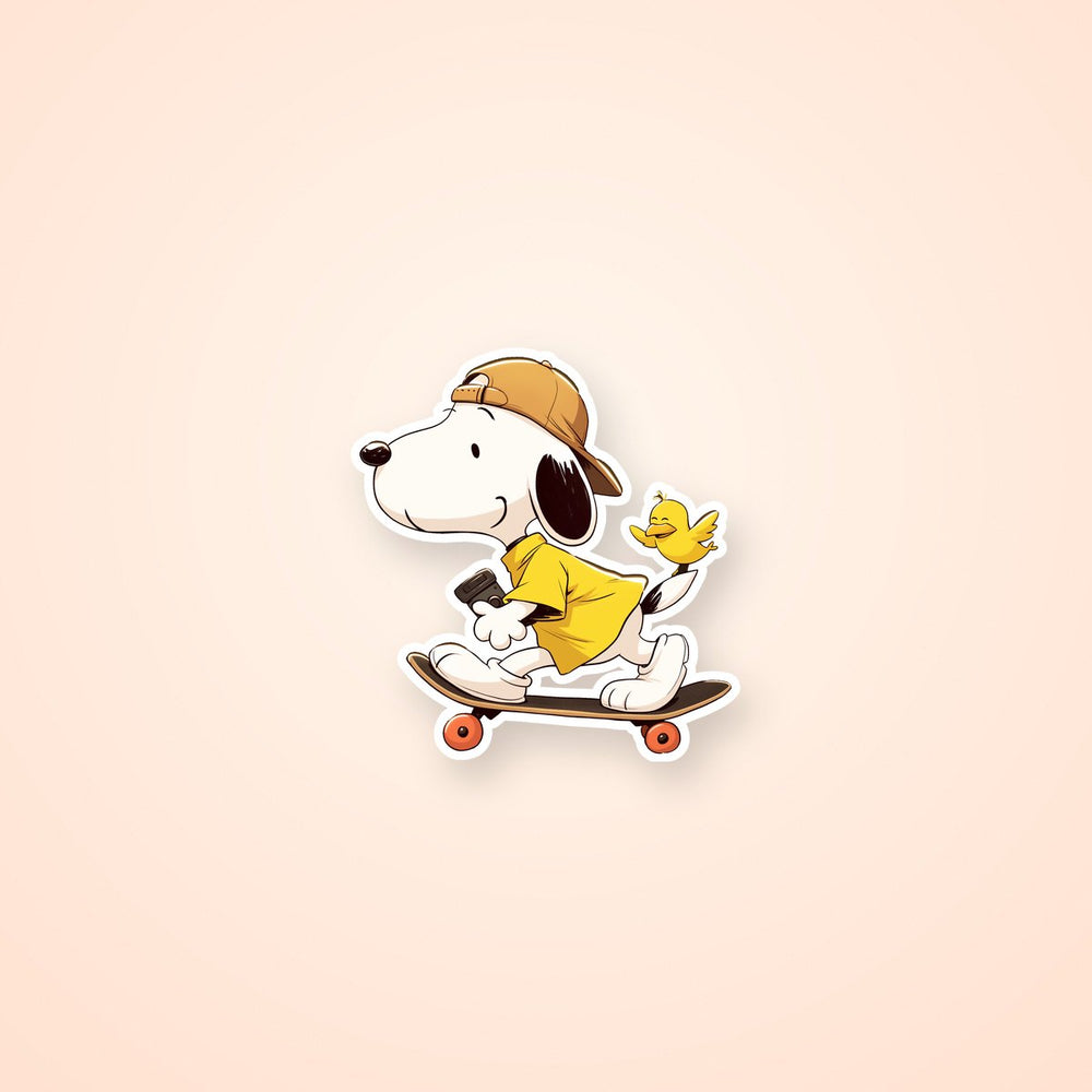 Snoopy Skateboarding with Woodstock Sticker