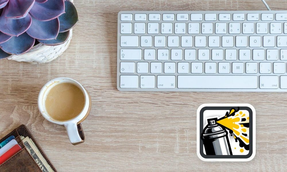 Yellow Spray Paint Can Sticker