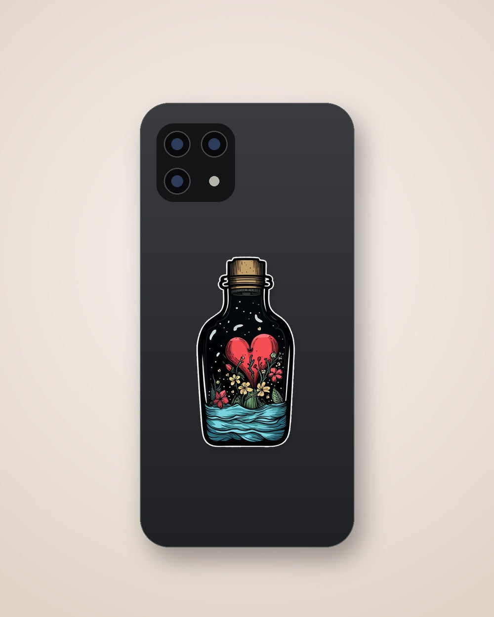 Bottle with Heart Art Sticker