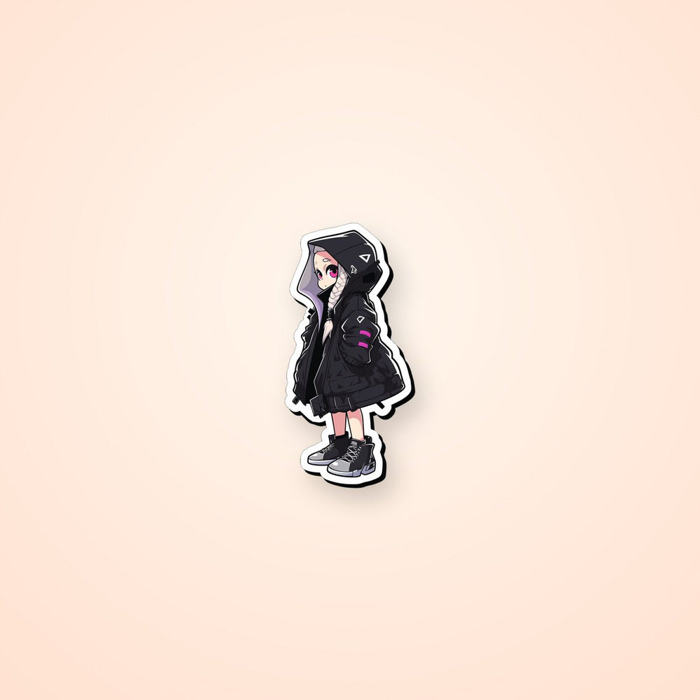 Anime Girl Techwear Jacket Sticker