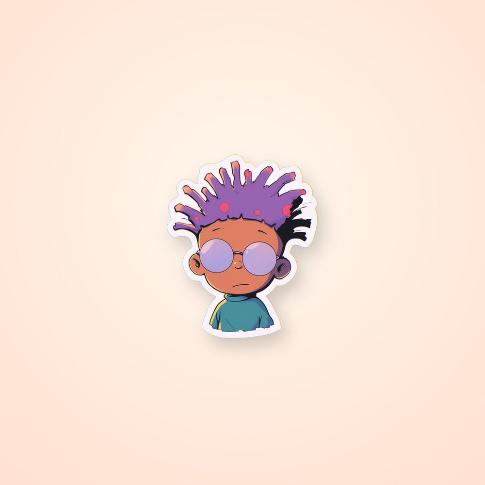 Rugrats Style Trendy Guy in Round Sunglasses Sticker