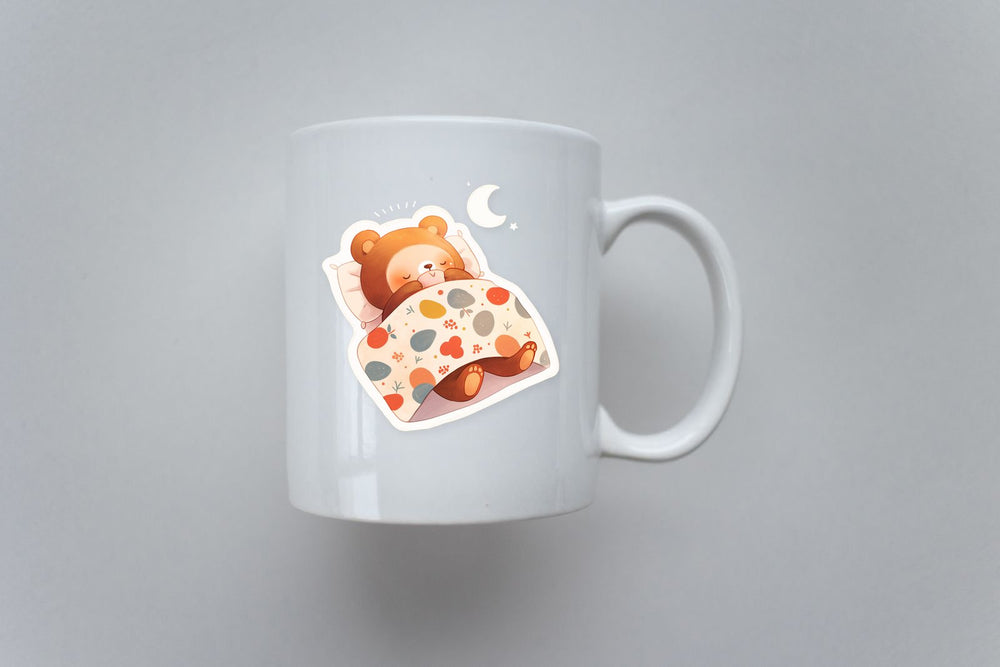 Sleeping Bear Under Blanket Sticker