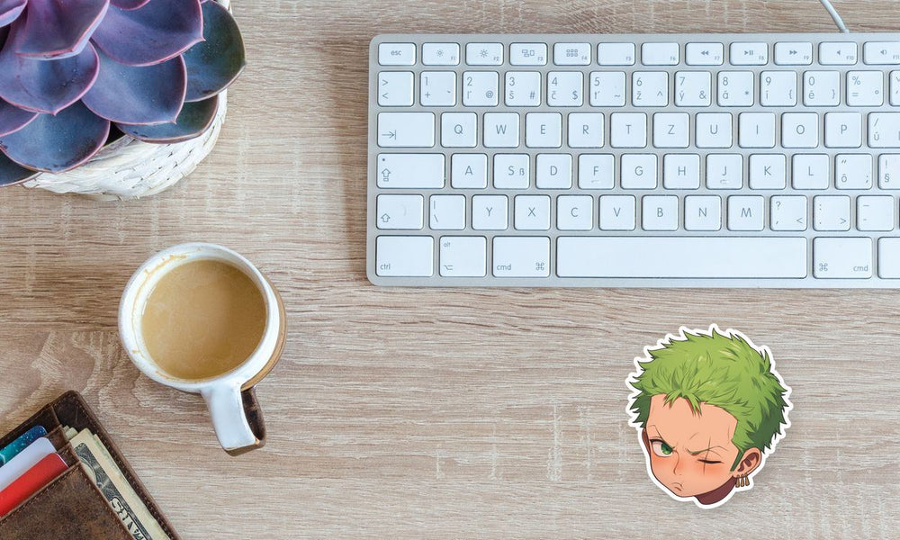 One Piece Chibi Zoro Head Anime Sticker