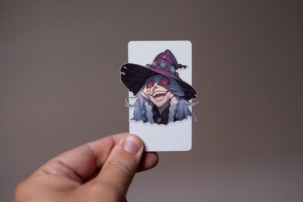 Smiling Witch with Red Eyes Halloween Sticker