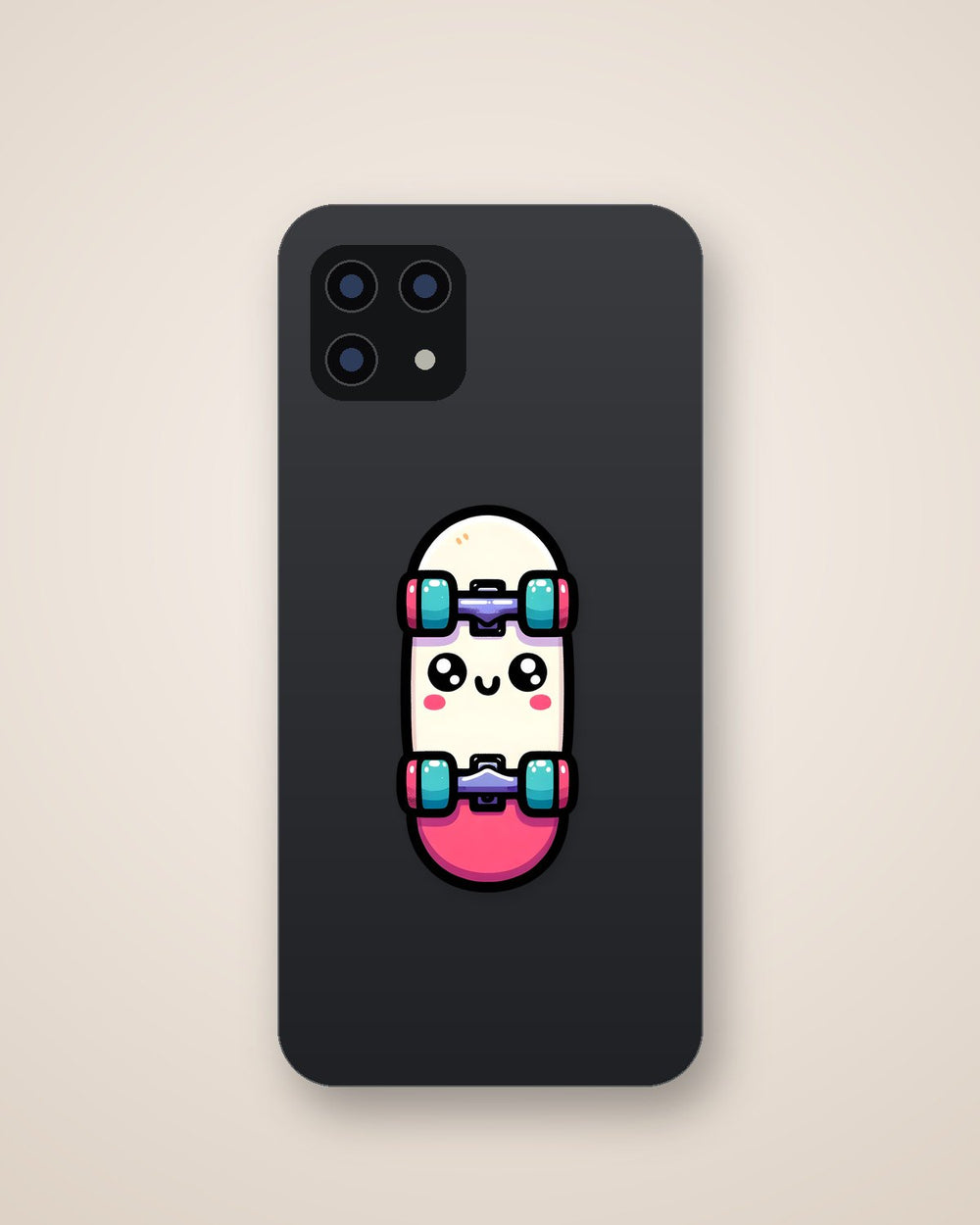 Cute Skateboard Kawaii Face Sticker