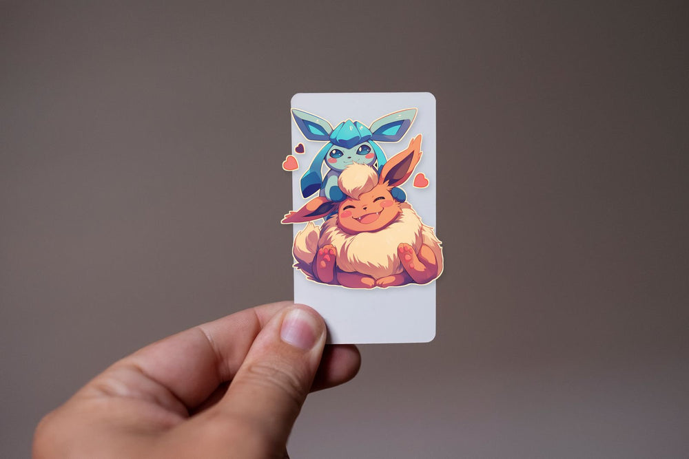 Glaceon and Flareon Cuddling Sticker
