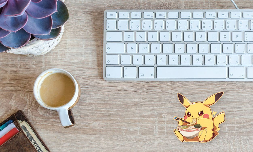 Pikachu Eating Ramen Sticker