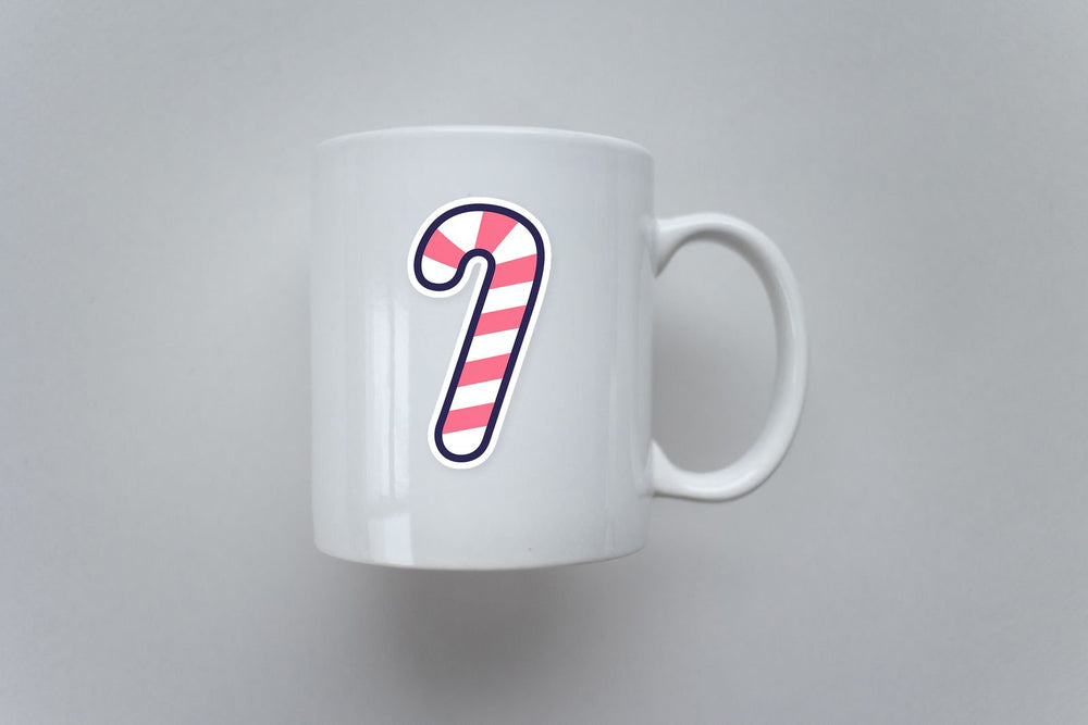 Pink White Candy Cane Christmas Sticker