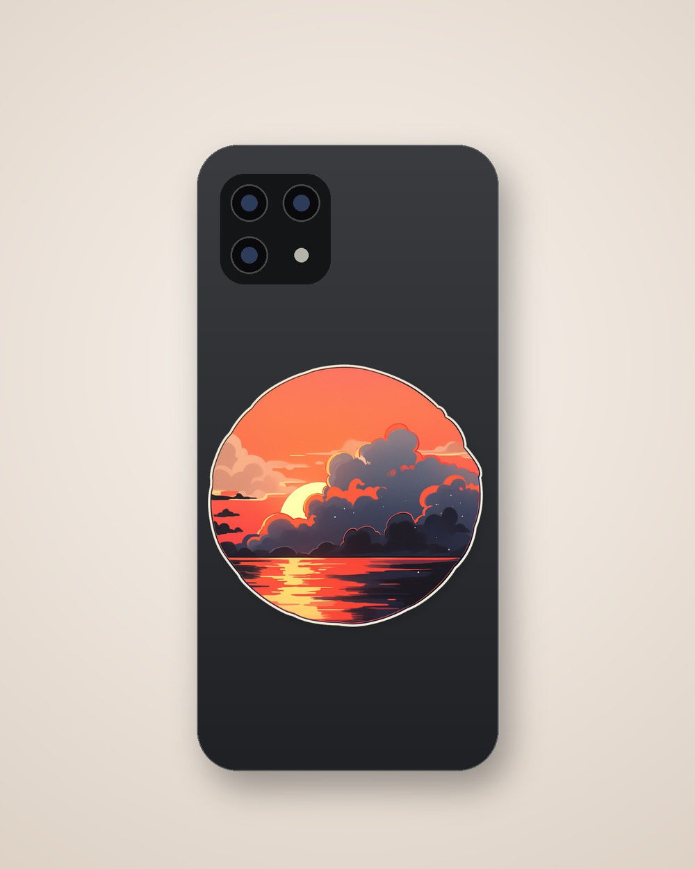 Orange Sea Sunset Round Sticker
