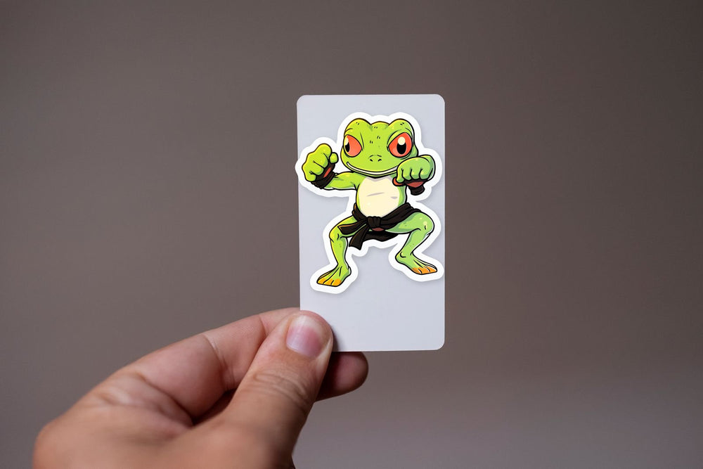 Green Karate Frog Sticker