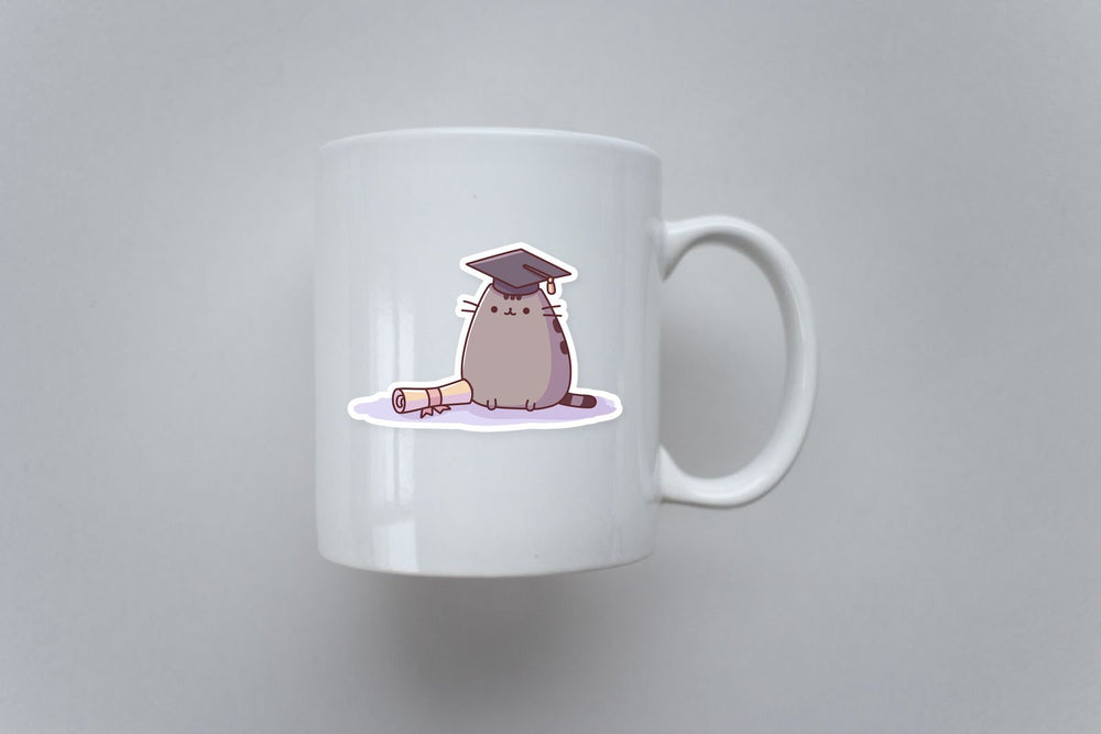 Pusheen Graduation Cap Diploma Sticker