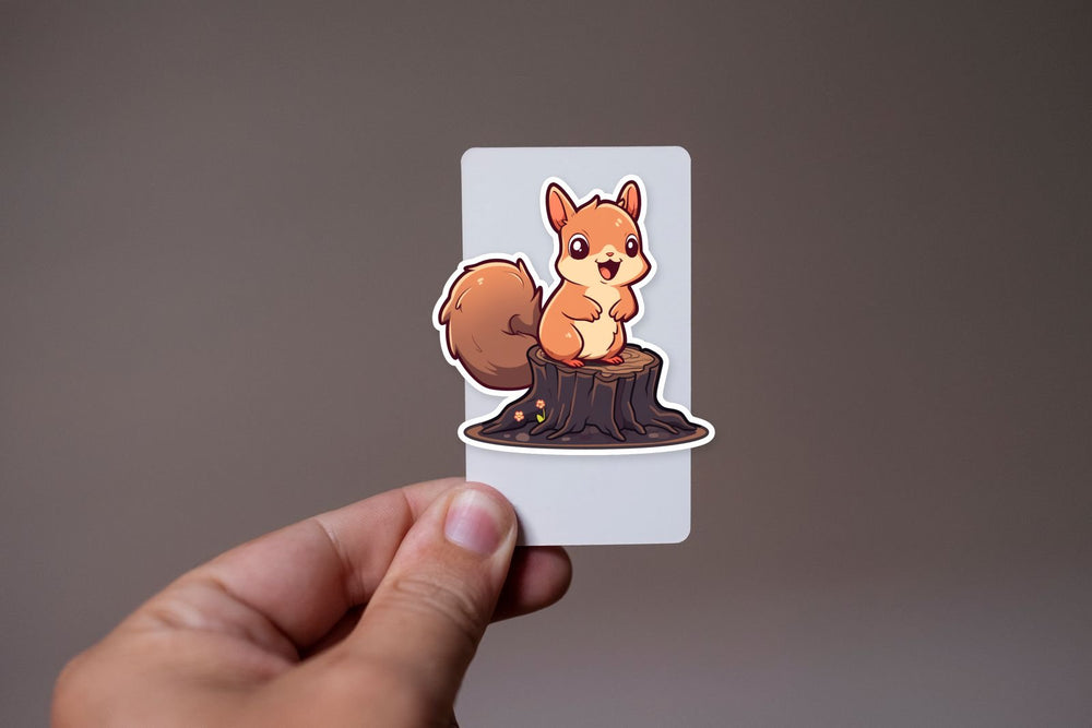 Cute Squirrel on Log Sticker