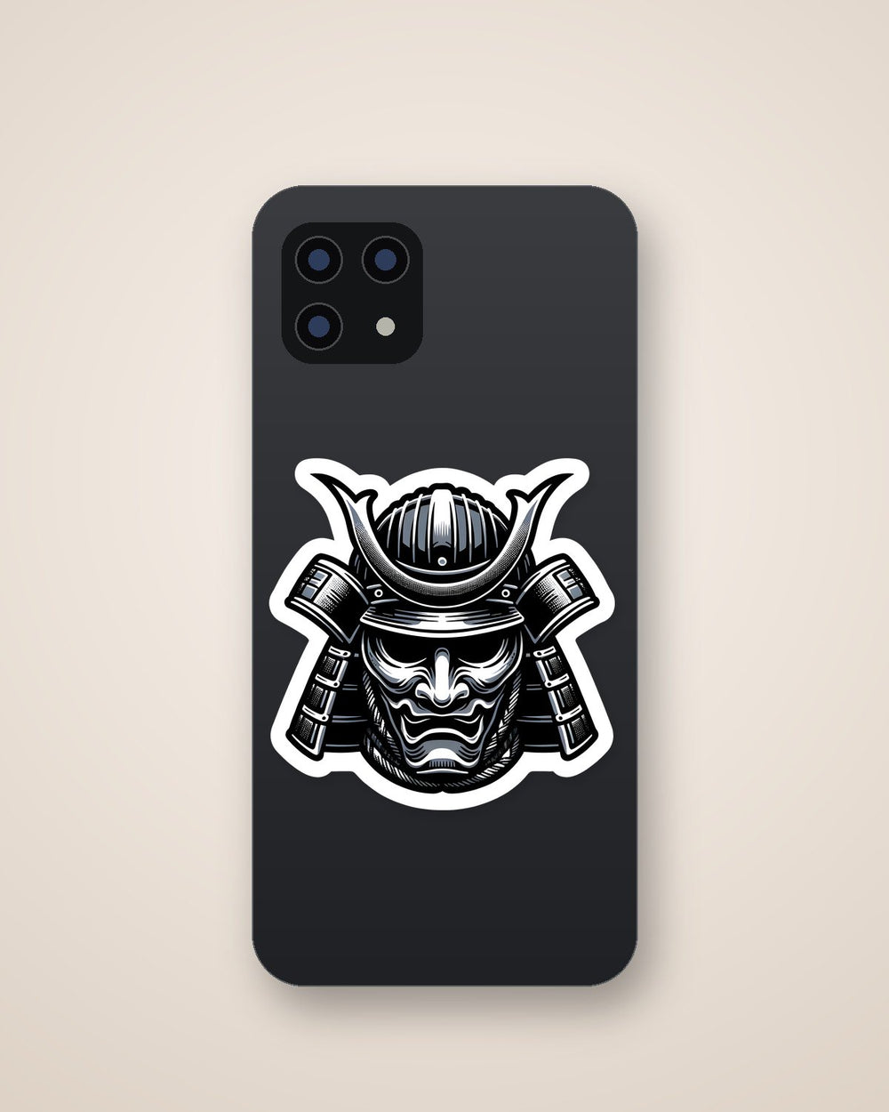 Samurai Mask Metal Warrior Sticker