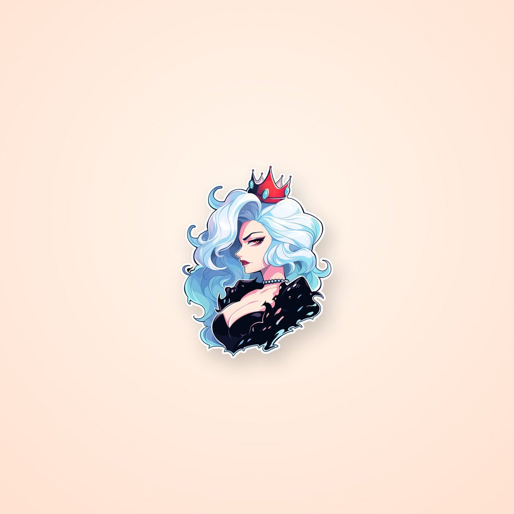 Stylish Girl with Crown Art Sticker