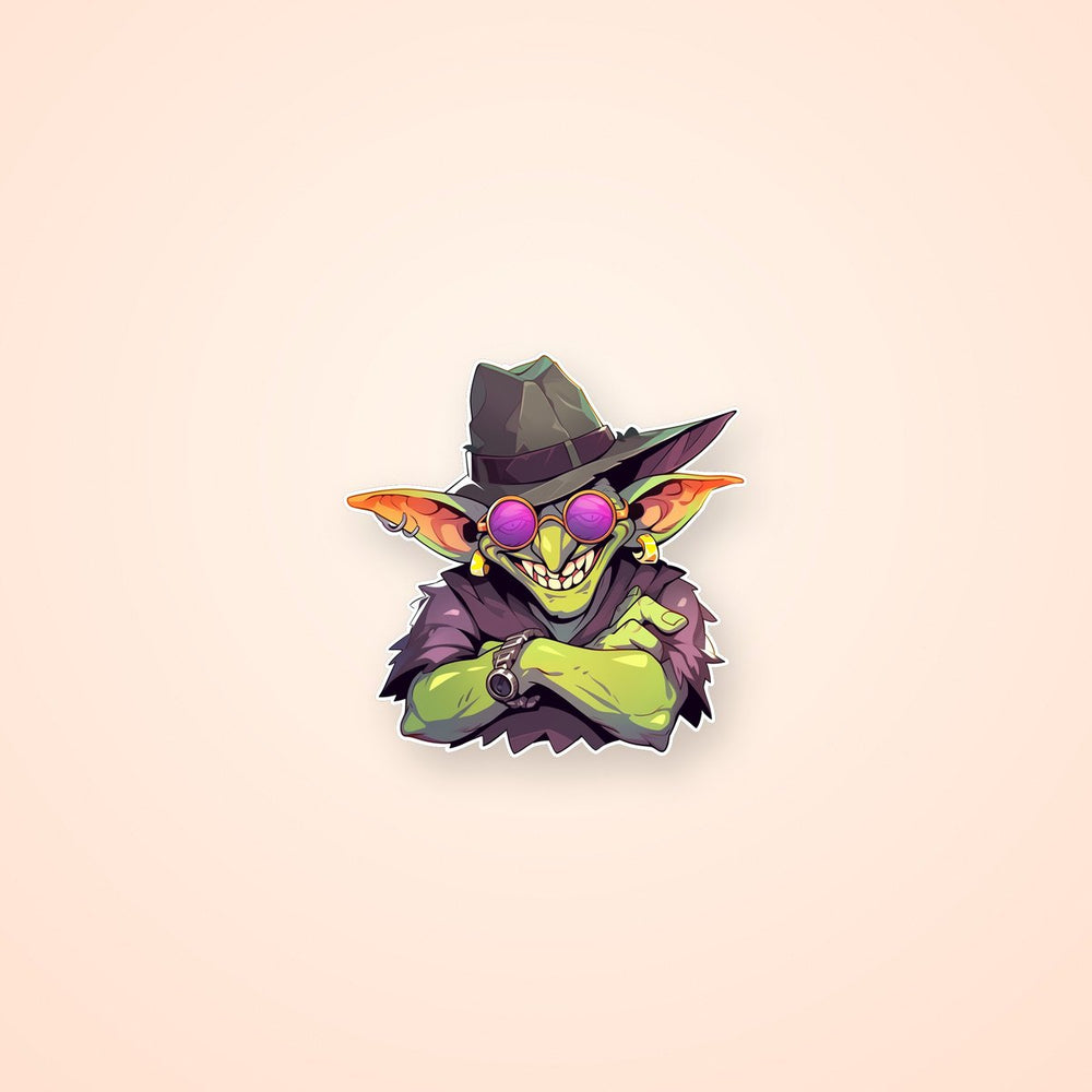 Stylish Green Goblin in Hat Sticker