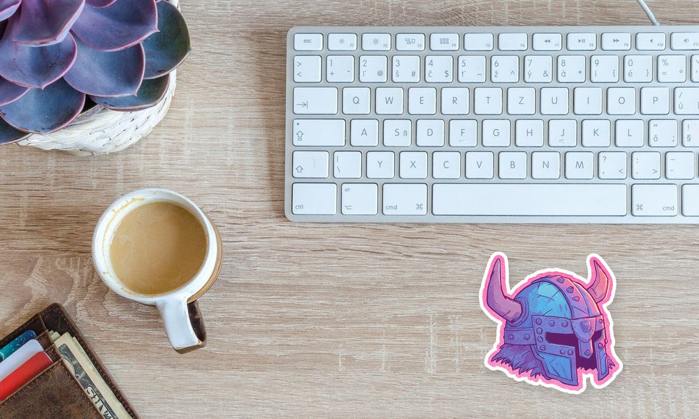 Blue Viking Horned Helmet Sticker