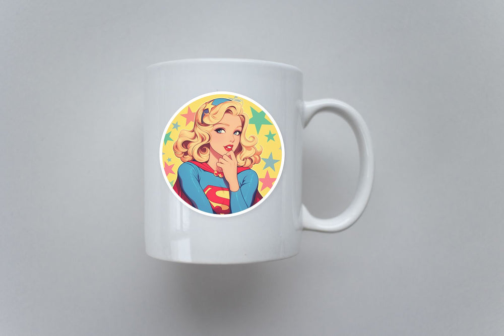 Retro Supergirl Pinup Sticker