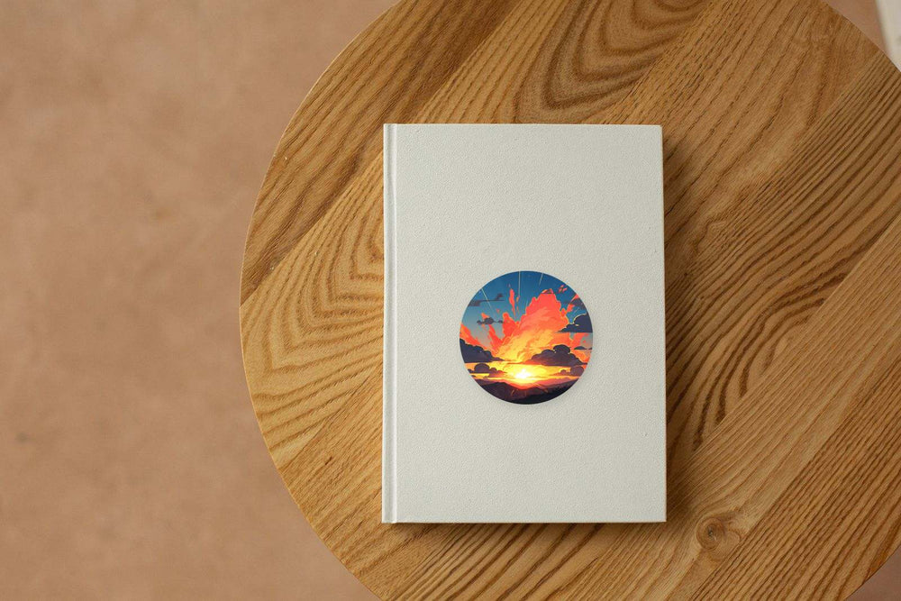 Beautiful Sunset & Clouds Round Sticker