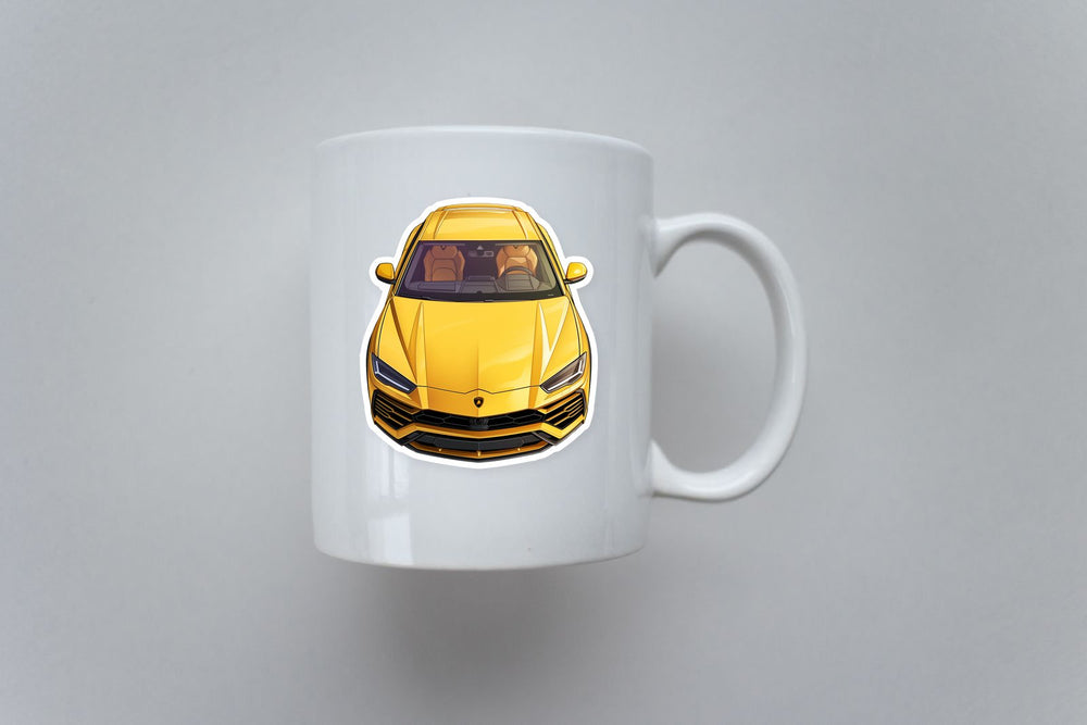 Yellow Lamborghini Urus Top View Sticker