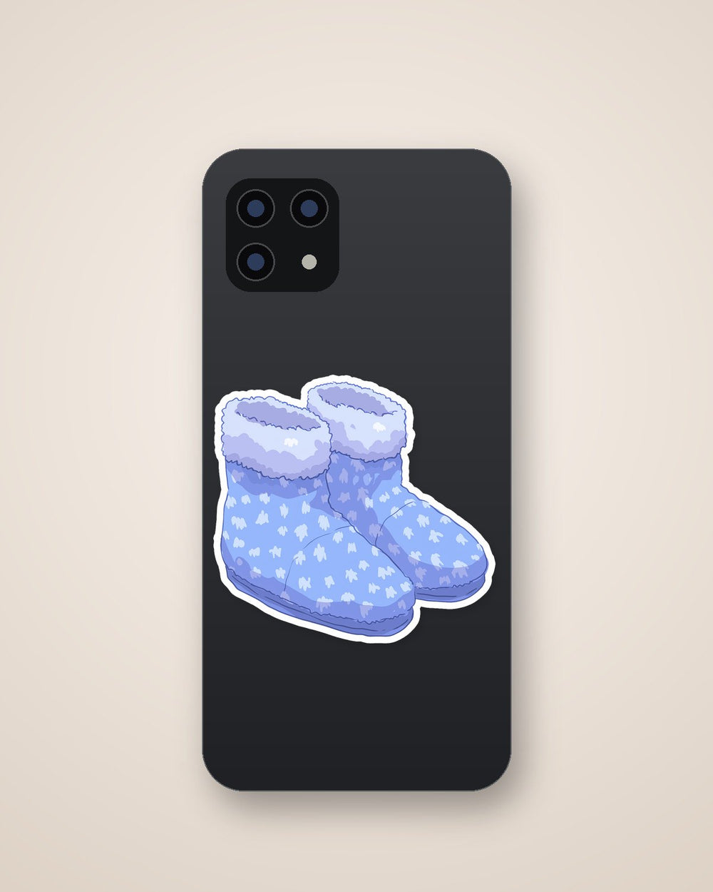 Cozy Fluffy Winter Slippers Blue Christmas Sticker
