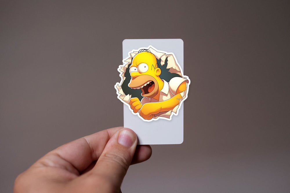 Homer Simpson Breaking Wall Funny Cartoon Sticker