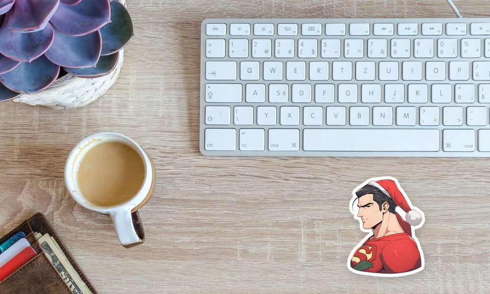DC Superman in Christmas Hat Sticker