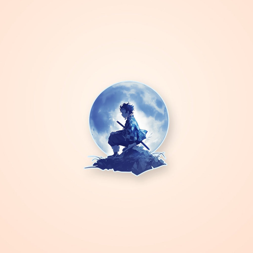 Tanjiro Moon Silhouette Sticker