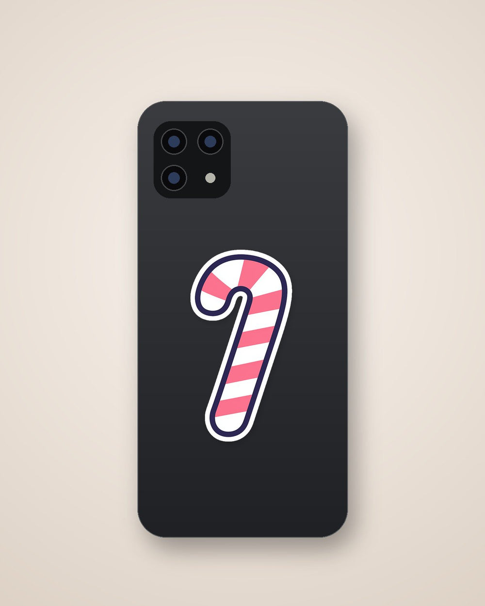 Pink White Candy Cane Christmas Sticker