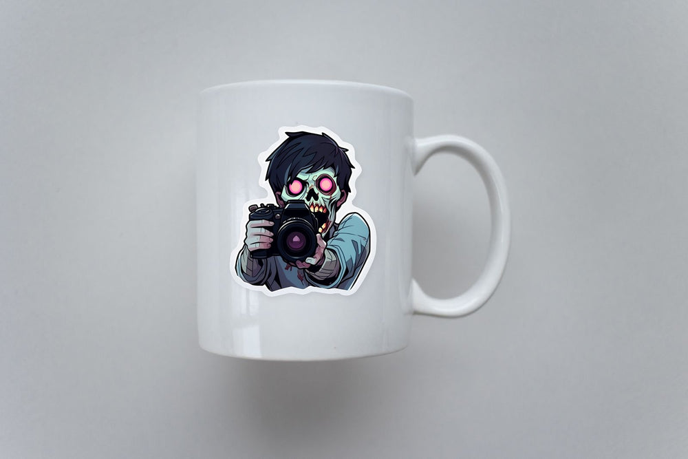 Scary Zombie Photographer Sticker