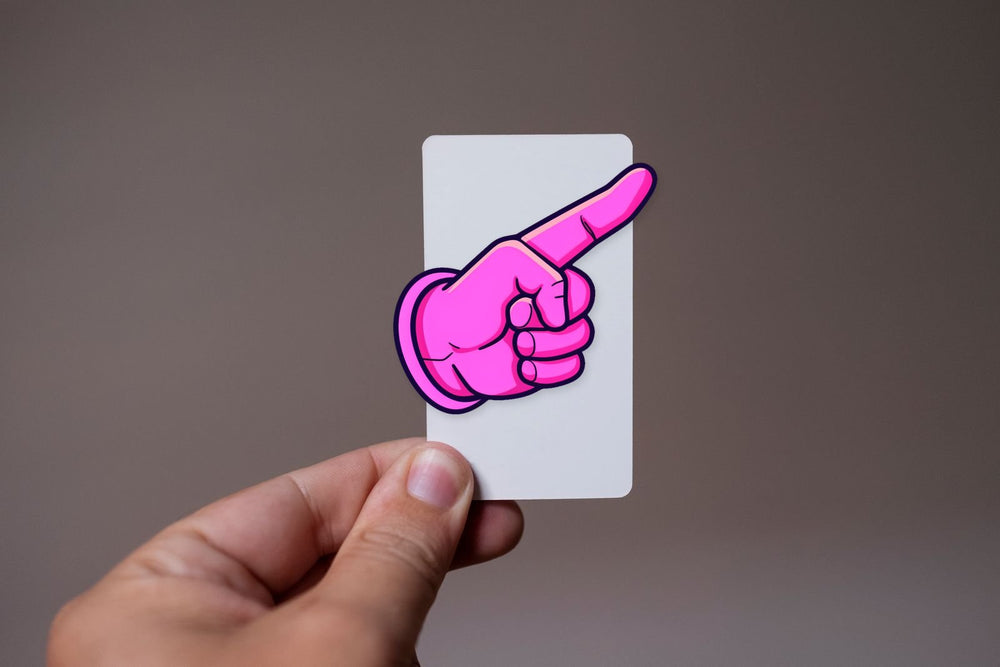 Pink Pointing Hand Sticker
