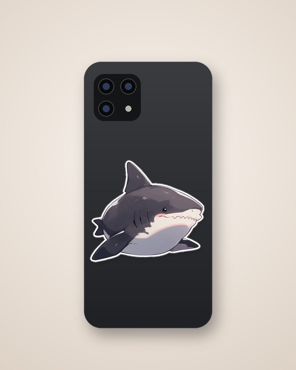 Fat White Shark Cartoon Sticker