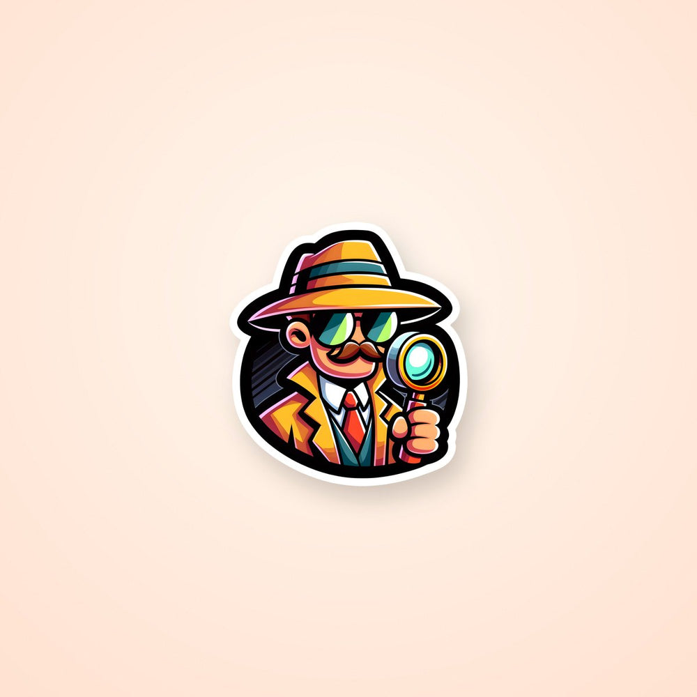 Detective with Magnifying Glass Art Sticker