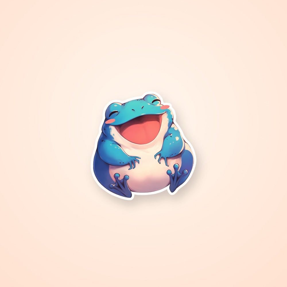 Cute Blue Frog Smiling Sticker