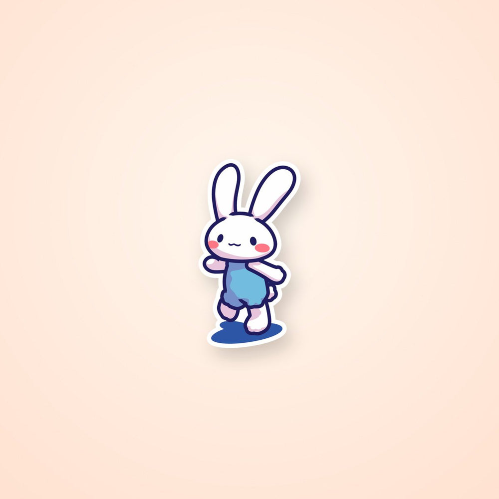 Cute Blue Bunny Kawaii Character Sticker