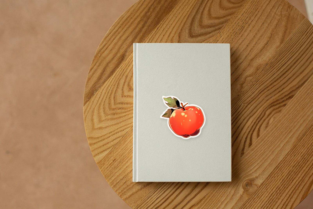 Aesthetic Red Apple with Leaves Sticker