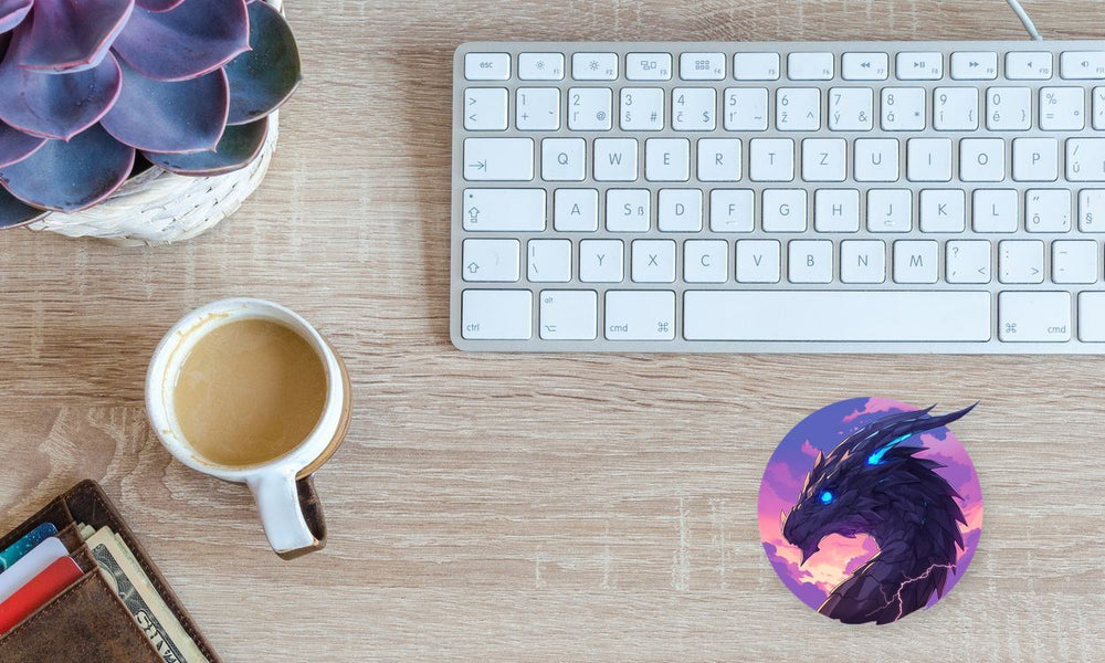 Fantasy Purple Dragon Round Sticker