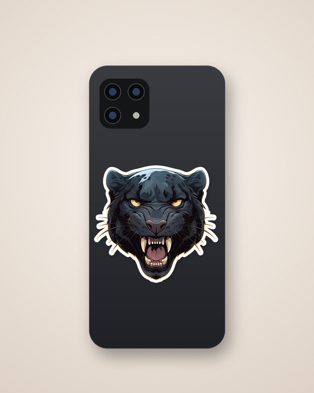 Fierce Black Panther Head Traditional Sticker