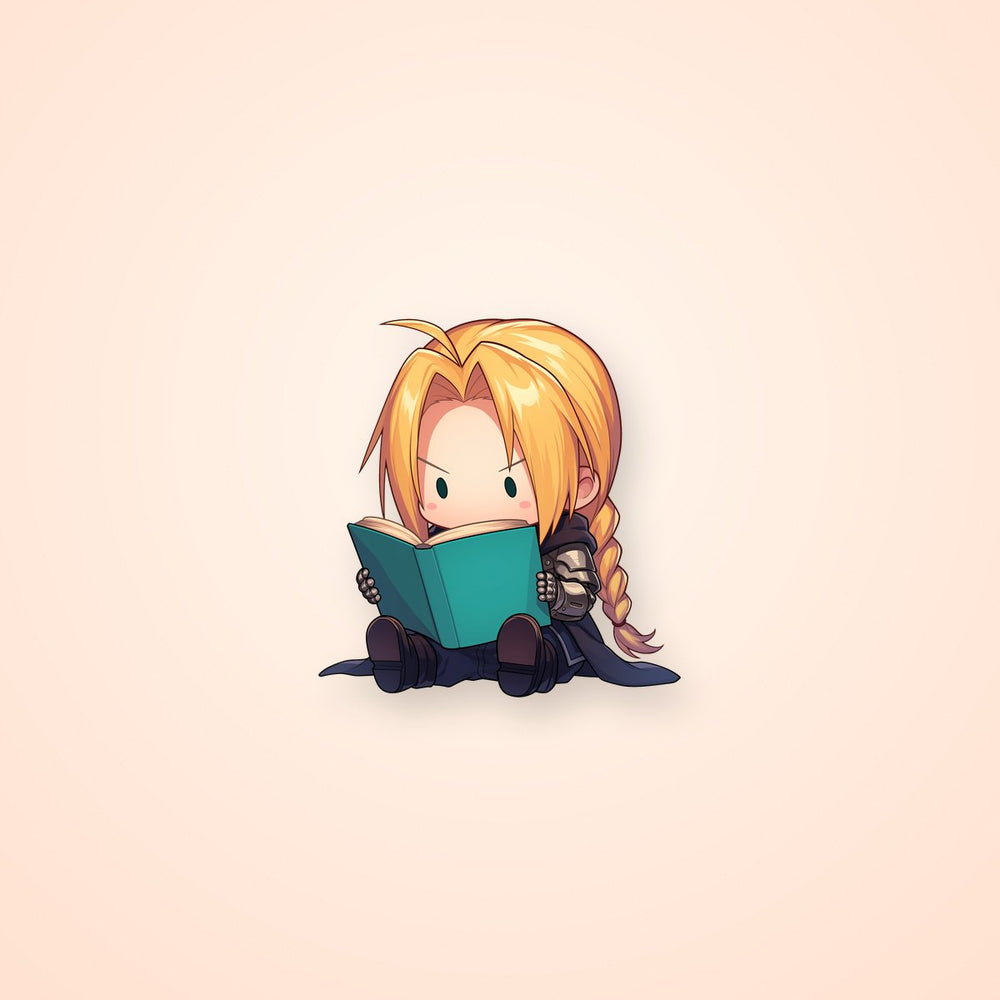 Kawaii Edward Elric Reading Book Sticker
