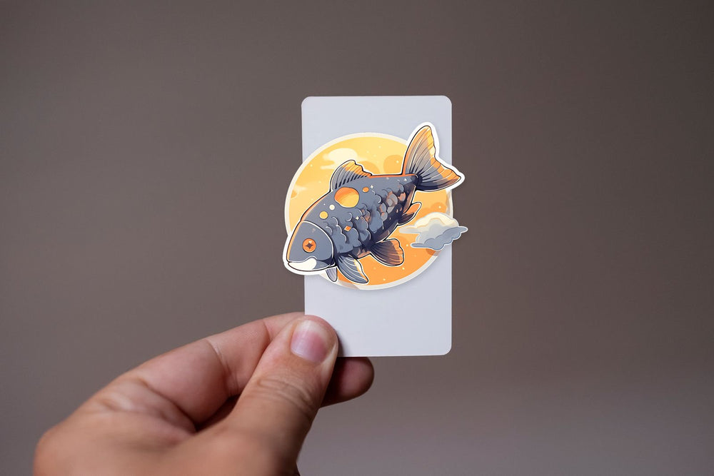 Gray Fish Against Moon Sticker
