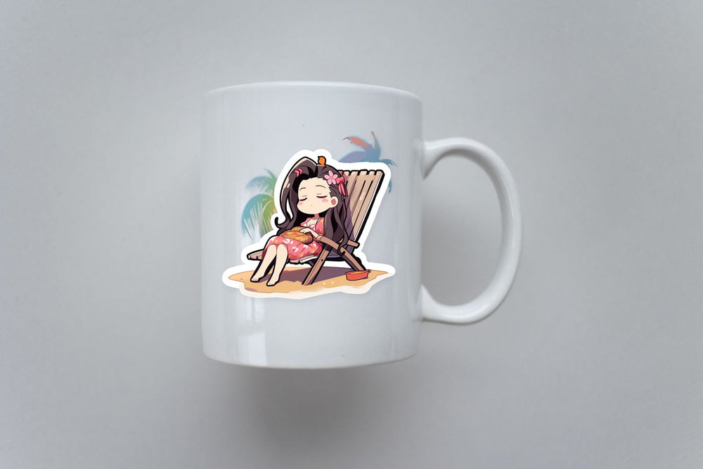 Nezuko Chilling on a Beach Chair Sticker