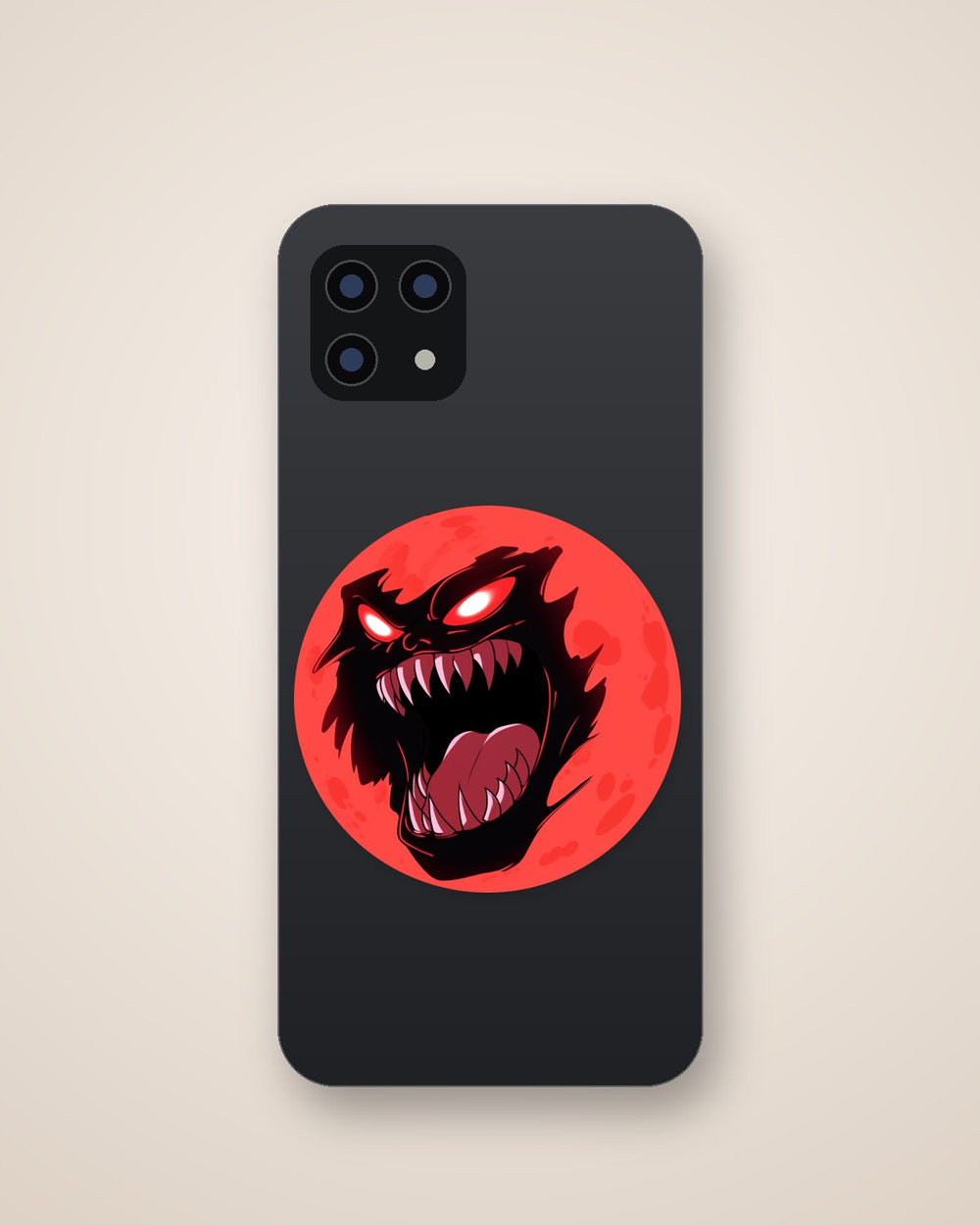 Halloween Red Monster Moon Sticker
